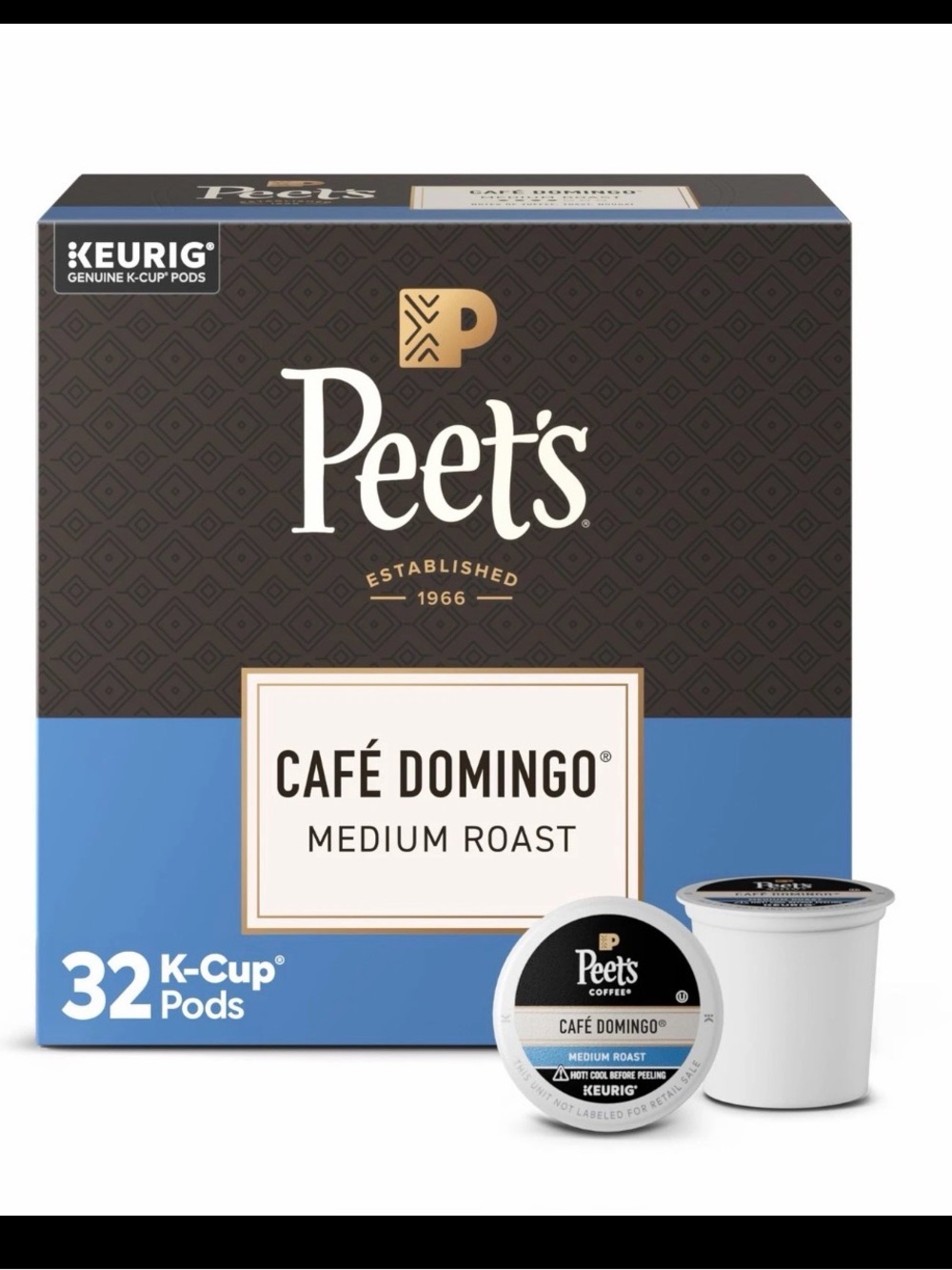 Peet's Coffee Coffee Pods, Medium Roast, Café Domingo, 32 K Cups